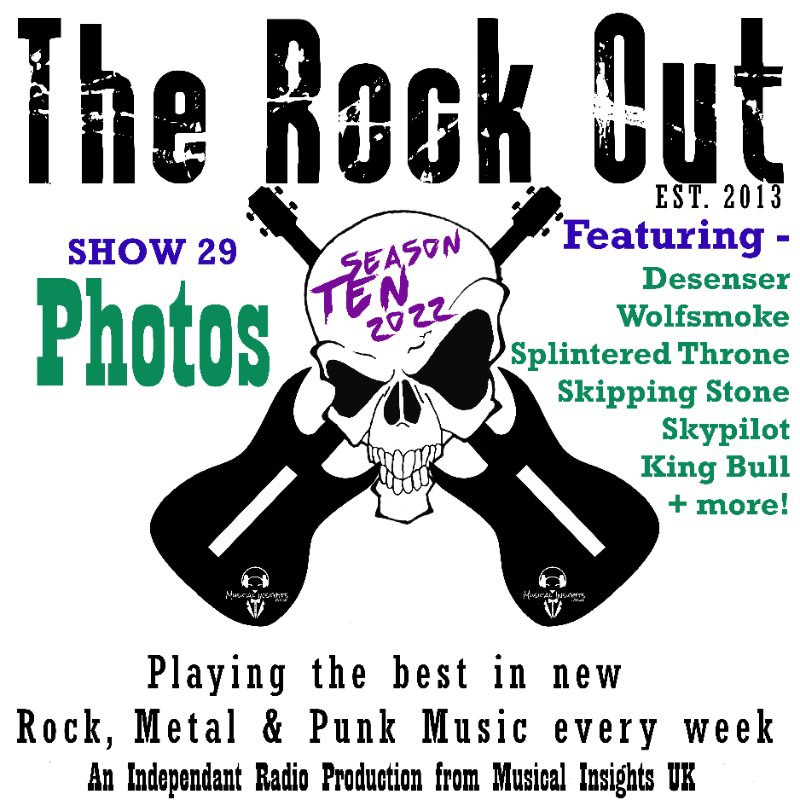 TheRockOutRadio's tweet photo. This week's show E29, will be broadcast on @RadioKSCR tonight at 7pm Pacific time (3am BST Wed)
[CLICK THE PIC TO LISTEN]

#NewMusic from @SplinterdThrone @SkippingStoneKY @skypilottheband @kingbullmusic #Wolfsmoke &amp; more!

@musicalinsights @radio_mark
#Rock #Metal #Punk #UK