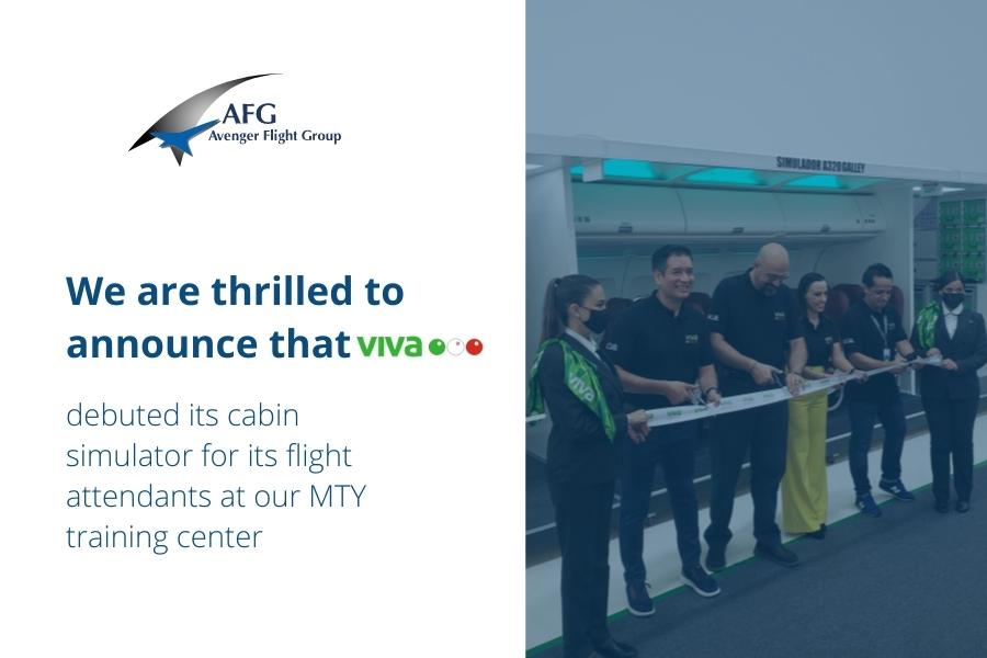 AFG_Sims's tweet photo. We are thrilled to announce that Viva Aerobus debuted its cabin simulator for its flight attendants at our #Monterrey training center.

Adrian Torija, Director of Operations, and Mayela Flores, Training Manager, both from Viva, attended this inauguration.

#FlightTraining https://t.co/yWNc5cOvfv