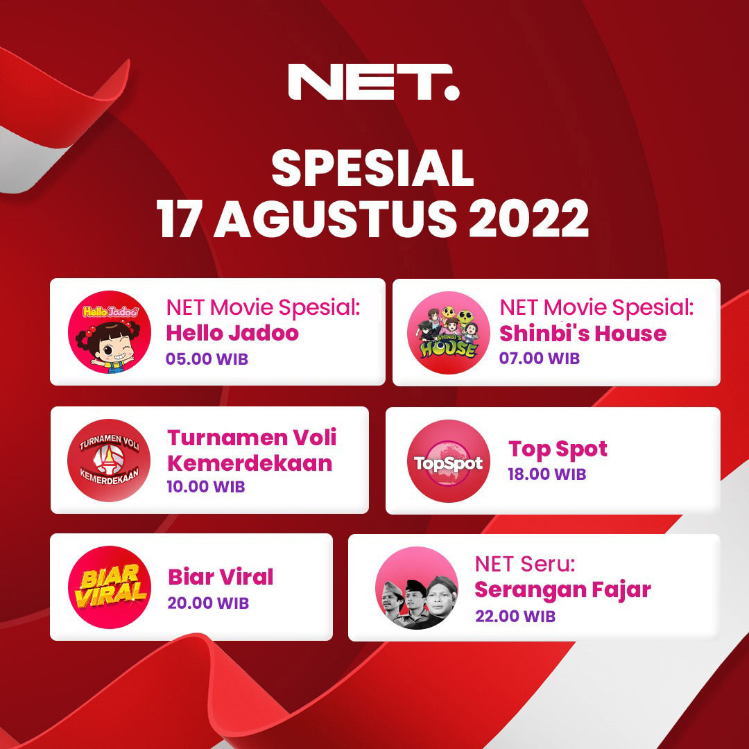 mdtvindonesia's tweet photo. Yang Spesial di 17 Agustus 2022 ๐ฅณโ
Merdekamu makin asik bareng NET.
#NETKiniMakinAsik https://t.co/uX56DBH9rH
