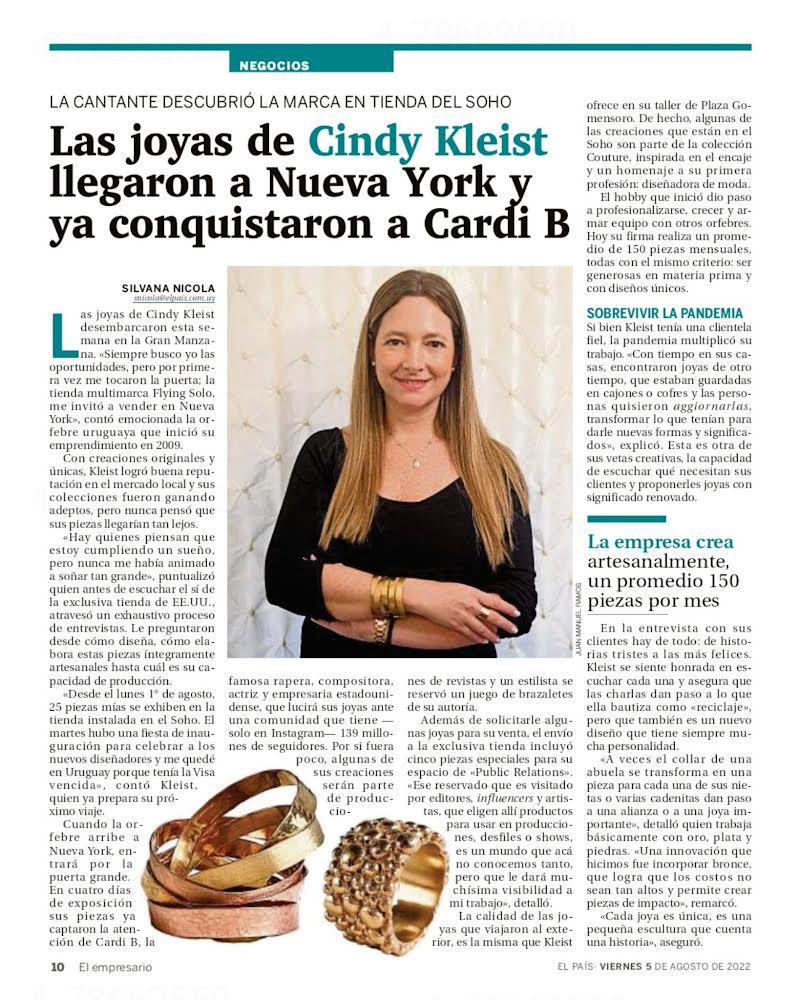 UruguayUS's tweet photo. The #jewelry of the #Uruguayan #designer @CindyKleist landed in #NewYork and conquered rapper #CardyB attention @iamcardib 🇺🇾💎 https://t.co/XNdYndiill