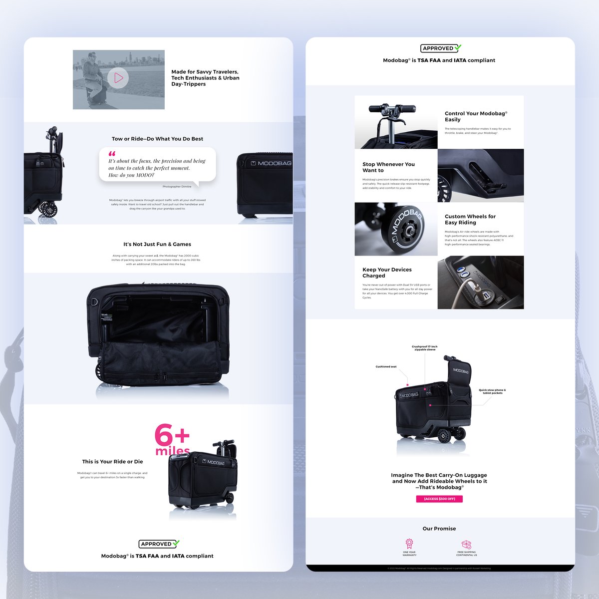 qubedagency's tweet photo. Modobag - World's First Motorised, Rideable Luggage 1st crowdfunding campaign was a HUGE success. Now, they are preparing to launch a new campaign with the new improved version, and we designed their pre-launch landing page. https://t.co/mvuGyXz6l5