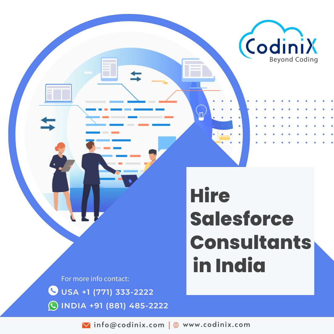 CodinixC's tweet image. Hire Salesforce Consultants in India 

Call us now: +1 (771) 333-2222, +91 (881) 485-2222 

For more info visit us at: codinix.com/hire-experts/ 

#salesforce #hiresalesforceexperts #hiresalesforcedevelopers #hiresalesforceconsultant