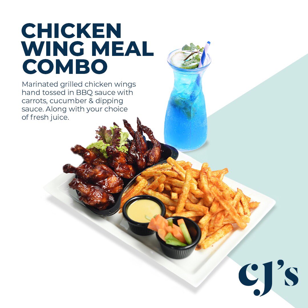 CJs__256's tweet photo. Long time no chicken?
We've got you covered with our Chicken Wing Meal Combo😍
#CJsBigMeals
#Chicken https://t.co/GClNqBEYAF
