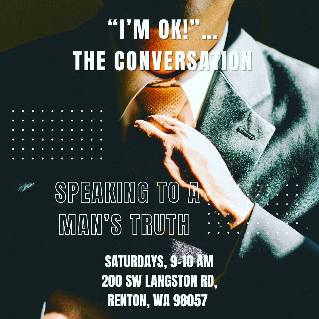 JavenPitt's tweet photo. The Conversation! is a safe place for Men who are tired of struggling mentally ALONE! No more! Join us this Saturday August, 20th as we talk! This is where you as a Man can talk with other men about your truth! Can’t wait to see you there! #mensmentalhealth #seattle #Tacoma https://t.co/pLC28Xj8LU