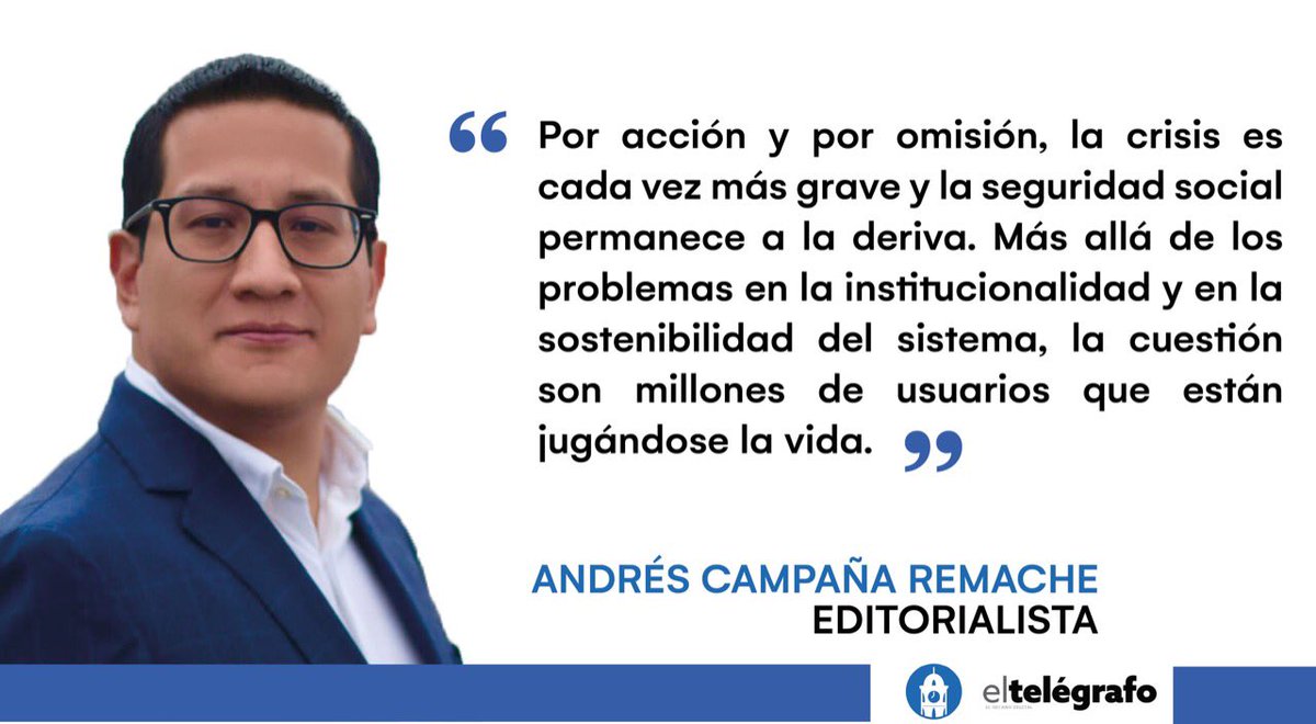 campanaUIO's tweet photo. Buena semana querid@s

Comparto mi editorial en @el_telegrafo sobre la crisis del #IESS 

https://t.co/JCN2WuoQRM https://t.co/h3xInuVQe2