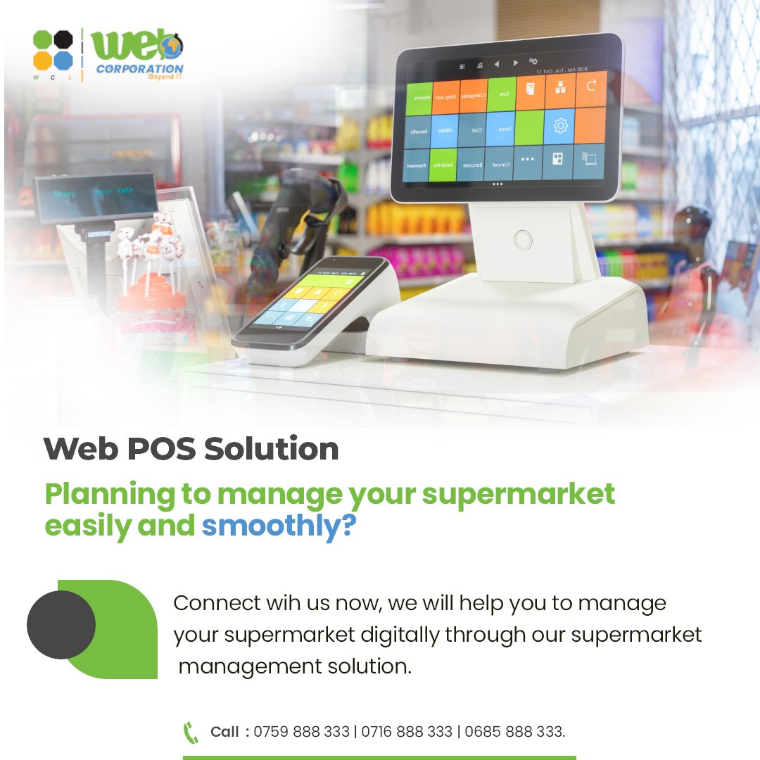 web_corpltd's tweet photo. Helping you to maintain your supermarket automation and total customer services. Give your business a new level of control over operations.
Contact us today:0759888333 | 0716888333 | 0685888333
#webpos #WebCoorporation #BeyondIT https://t.co/1PM7AVamKu