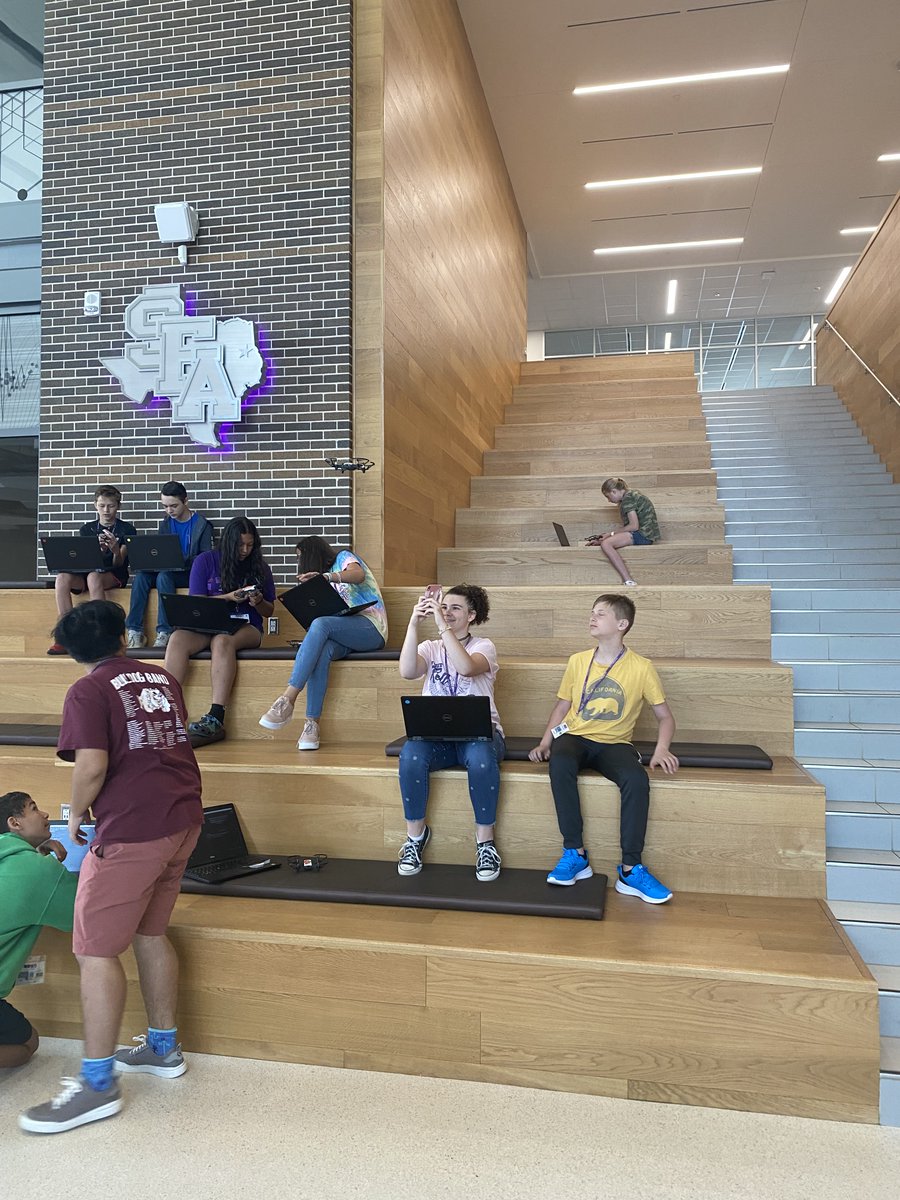 SFASTEMcenter's tweet photo. iMAS Day Camp - Drones - Red Group. The campers learned how to fly Tello quadcopters along with terminology related to flight. The students then programmed them to accomplish tasks such as following a path and color tracking.

#SFASU #STEM #Drones #Programming #ColeSTEMBuilding https://t.co/6B5YAoLrF6