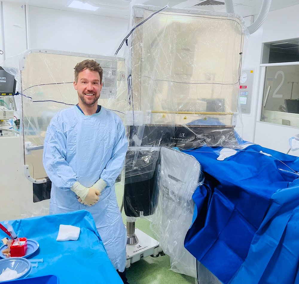 RAMPARTic's tweet photo. @RAMPARTic is honored to work with @jdinaus, fellow to @jcspratt, in providing radiation protection support for his team at St. George’s. #ProtectTheTeam #RadiationSafety #InterventionalCardiology https://t.co/pKK5nkKcBX https://t.co/1sHrjpcLFm
