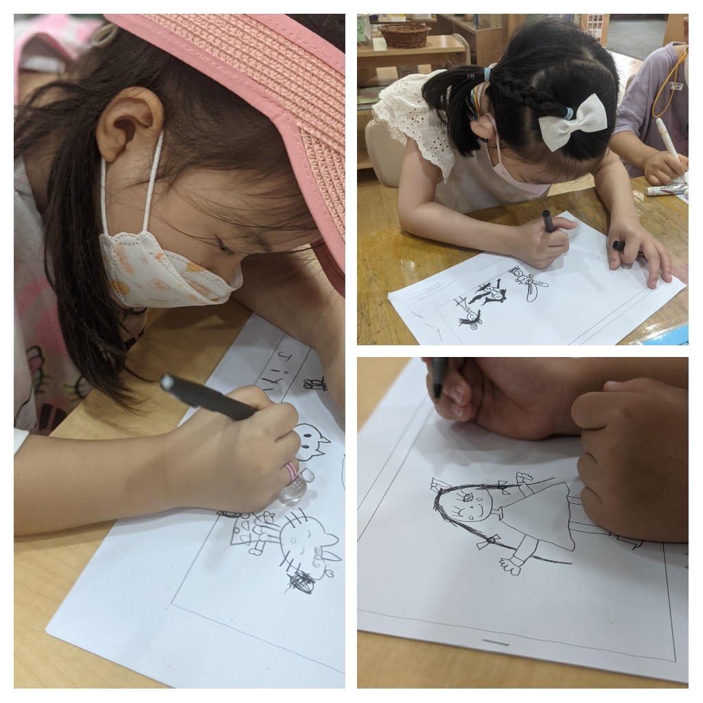 bindu_aisc's tweet photo. #Kindergarten #bookmakers engrossed in illustrating! @AISCElementary https://t.co/e3A9R9eogX