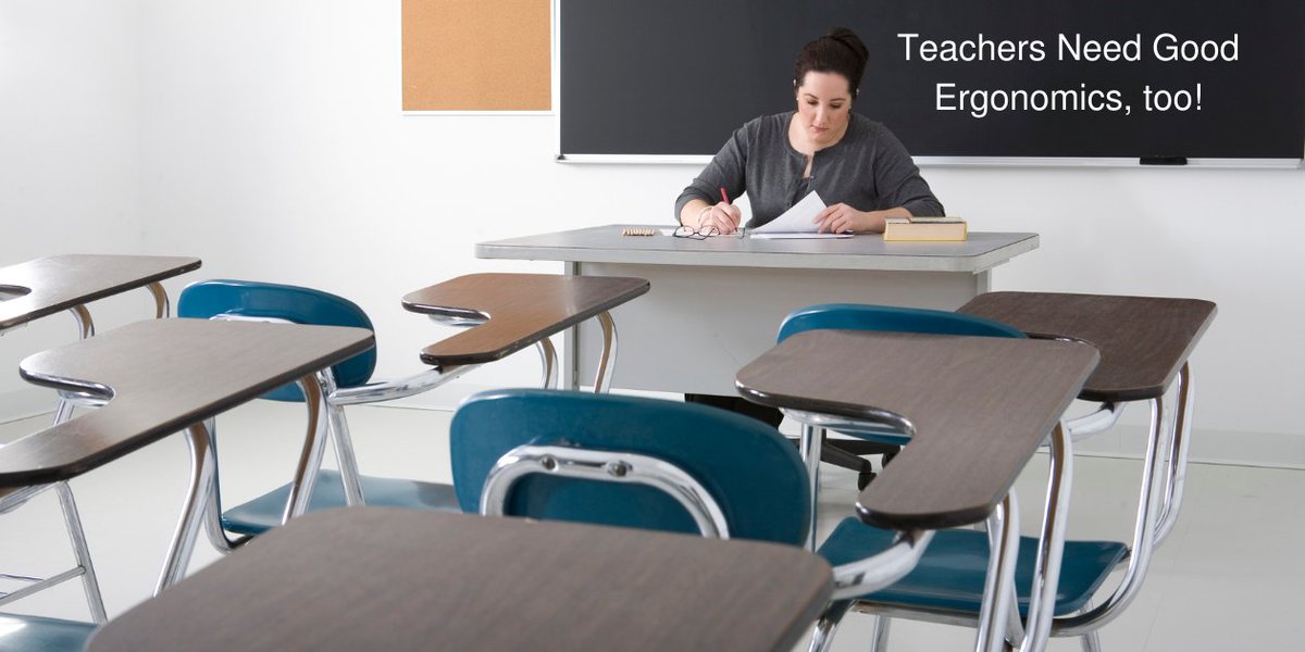 ErgoAli's tweet photo. Teachers Need Good Ergonomics, too! - Today's classroom requires 21st century ergonomics as a retention strategy. Hybrid learning model creates work-design conflict for teachers resulting in increased risk of injury. #ergonomics #classroom #teachers #budget https://t.co/fNJMcuPgfk