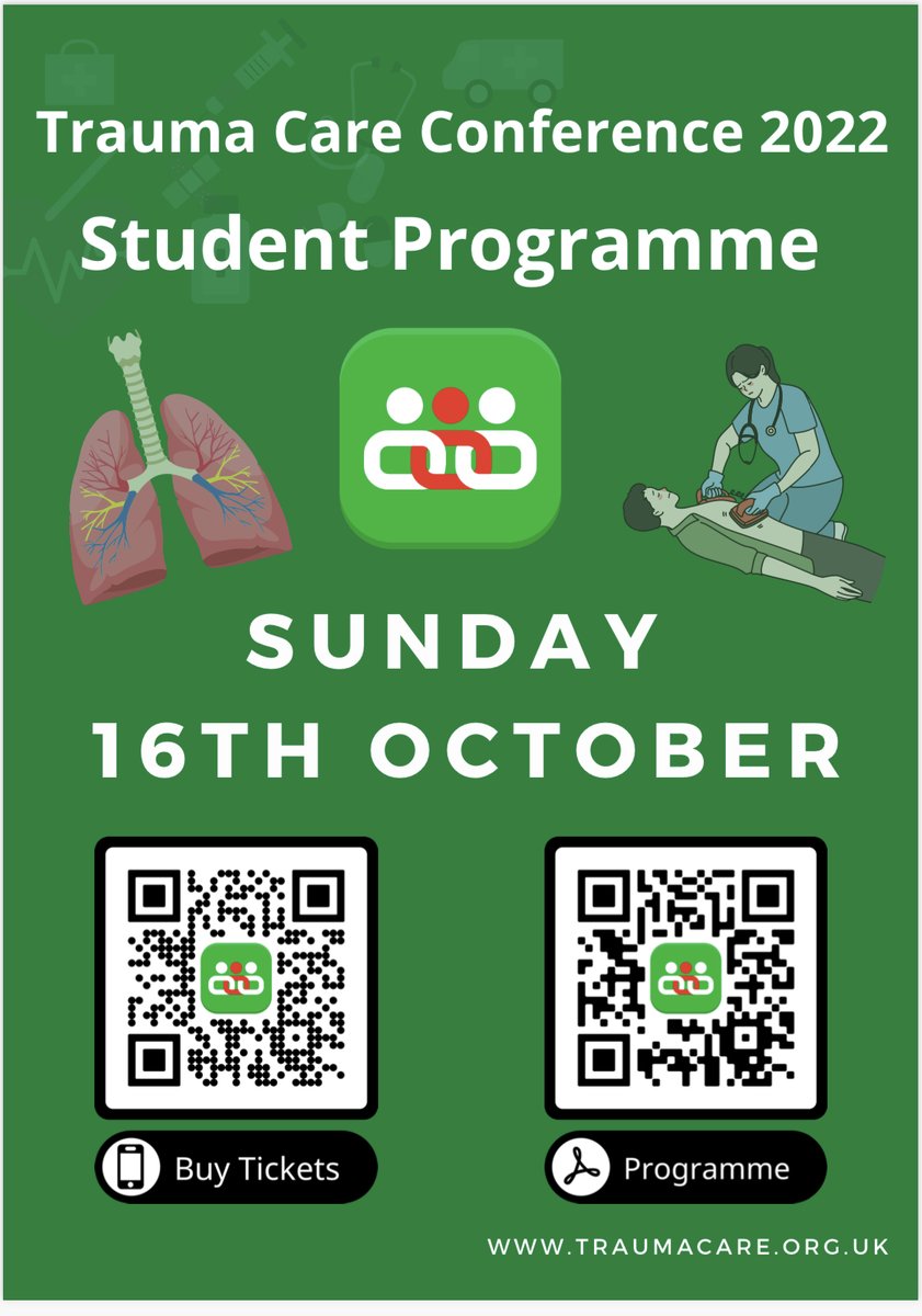 H_Ihlenfeldt's tweet photo. TraumaCare Conference 2022 student programme! 
Throughout the day you will meet and follow Jack who is having a pretty shocking day. 
A set of incredible speakers to guide you through Jack’s journey 
Sign up now. 
@TraumaCareUK @wmcareteam @WMFSBournbrook 
#Trauma  #PHEM #EM https://t.co/OeGTOSYEdZ