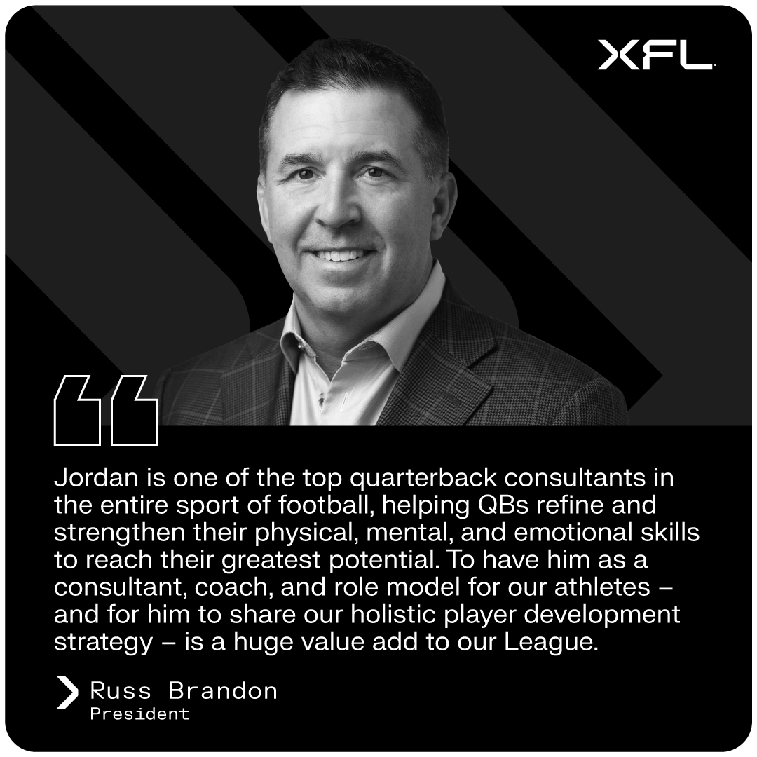 XFL2023's tweet photo. The hardest position to play in all of sports is quarterback and we recognize how crucial QBs will be to our game. That's why we've brought 15 years of gridiron experience in Jordan Palmer (@JwPalms) onboard and we are starting their development in September.

Let's get to work.