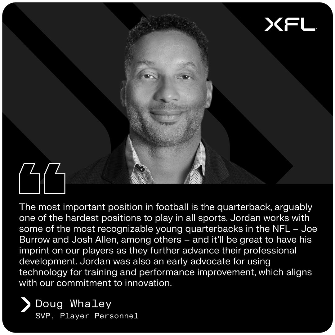 XFL2023's tweet photo. The hardest position to play in all of sports is quarterback and we recognize how crucial QBs will be to our game. That's why we've brought 15 years of gridiron experience in Jordan Palmer (@JwPalms) onboard and we are starting their development in September.

Let's get to work.