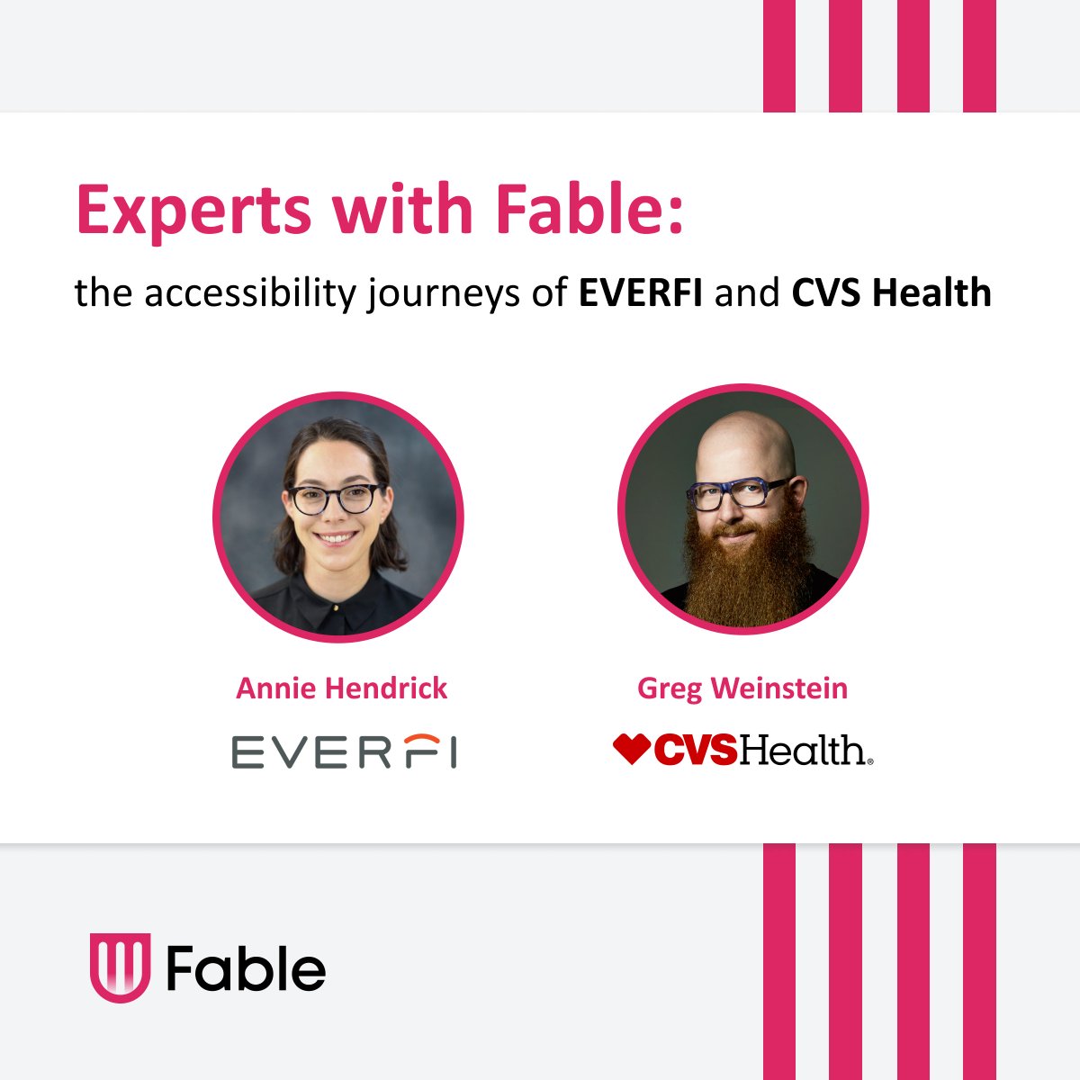makeitfable's tweet photo. Don't miss tomorrow's Experts with Fable webinar at 2PM ET!

Register: https://t.co/gmutsdpTYo

Featuring a customer showcase of EVERFI and CVS Health, learn from Annie and Greg about how their teams have leveraged Fable to shift accessibility left. 

#a11y #accessibility https://t.co/qdfsVdk2Qj