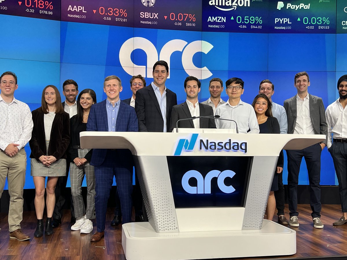 👋from the <a href="/Nasdaq/">Nasdaq</a> Opening Bell Ceremony! Today is an incredible day in the history of <a href="/join_arc/">Arc</a>, we couldn’t be more excited about what’s to come.

Arc is the #FutureofStartupFinance