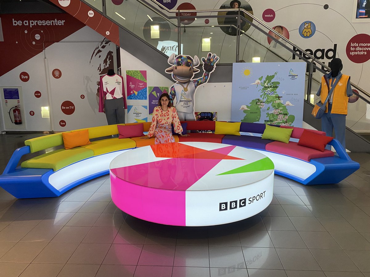 We’ve inherited the BBC Sports set from the CWG2022.  A colourful combo, and there’s even a map behind me.