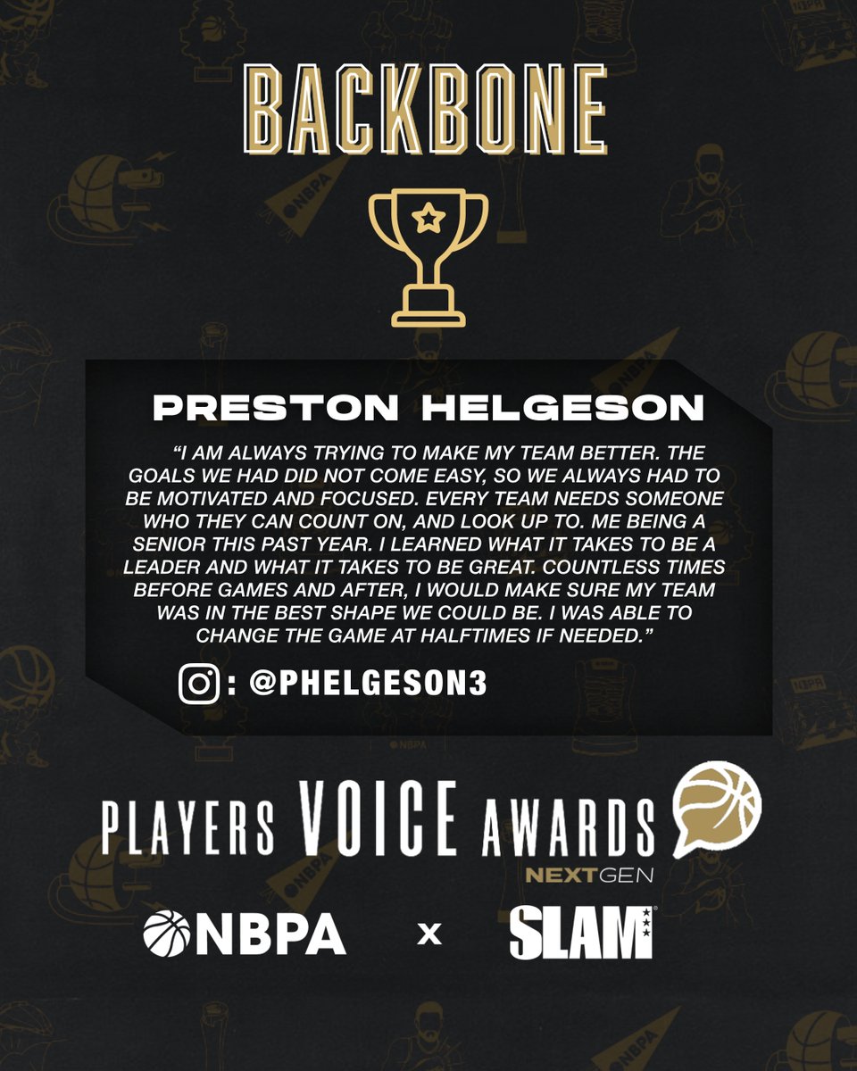 TheNBPA's tweet photo. The Backbone award goes to Preston Helgeson 🏆 https://t.co/ScJzHHuGQG