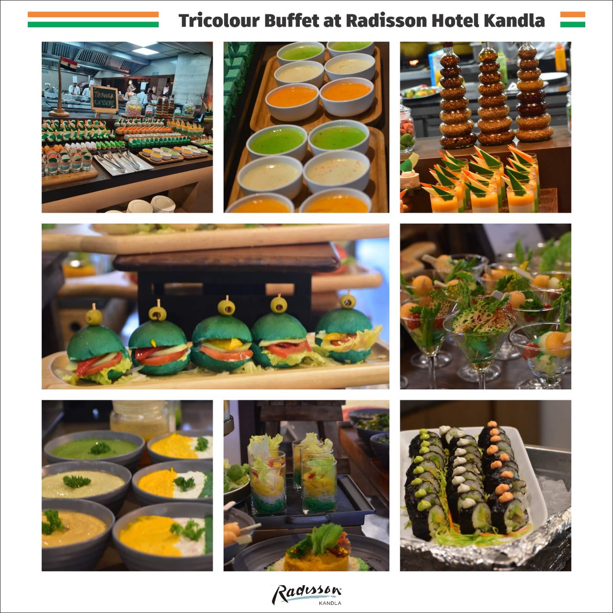 MukesAcharya's tweet photo. Tricolour buffet  at Radisson hotel kandla 
Our pride, our Tricolor 🇮🇳
@narendramodi @PMOIndia @Nimaben_BJP
#HarGharTiranga 🇮🇳
#AzadiKaAmritMahotsav https://t.co/G0LCGwWpUG