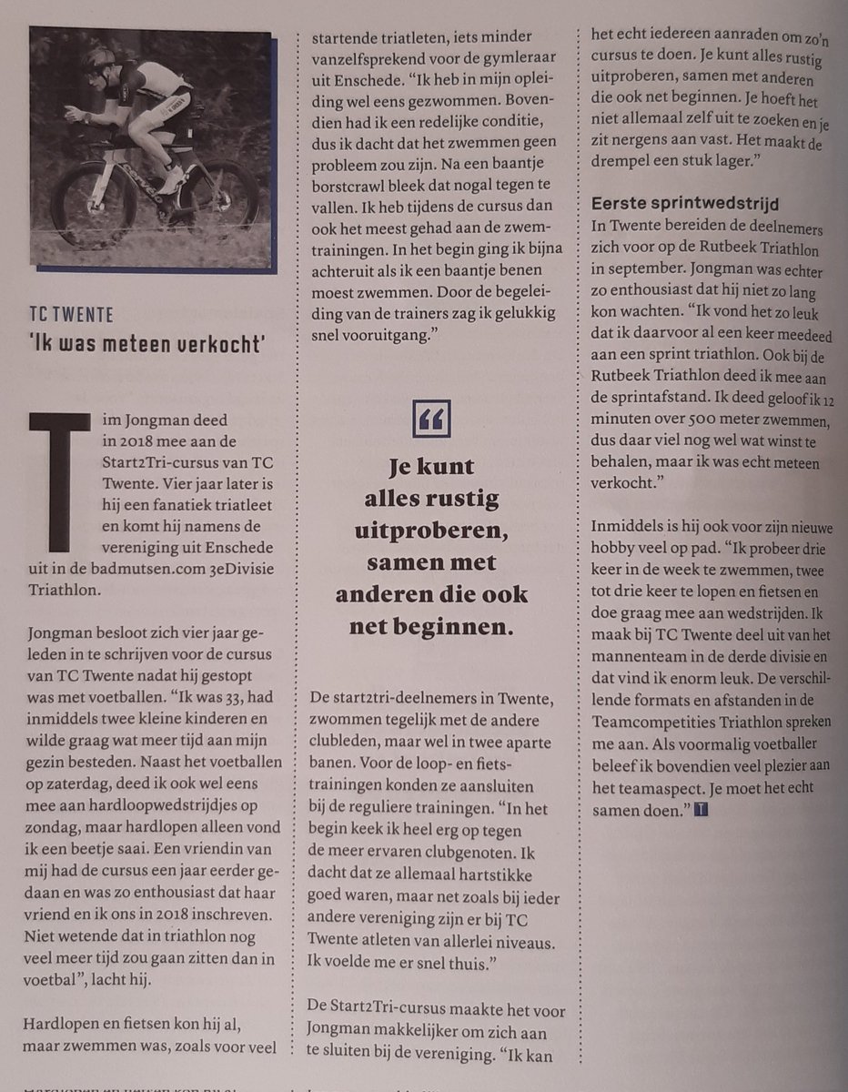 De Start2Tri voor de <a href="/rutbeektriatlon/">RutbeekTriatlon</a> is al weer in volle gang. Hieronder het verhaal uit de Transition van <a href="/triathlonNL/">Triathlon Bond (NTB)</a> hoe Tim Jongman meedeed en triatleet werd!