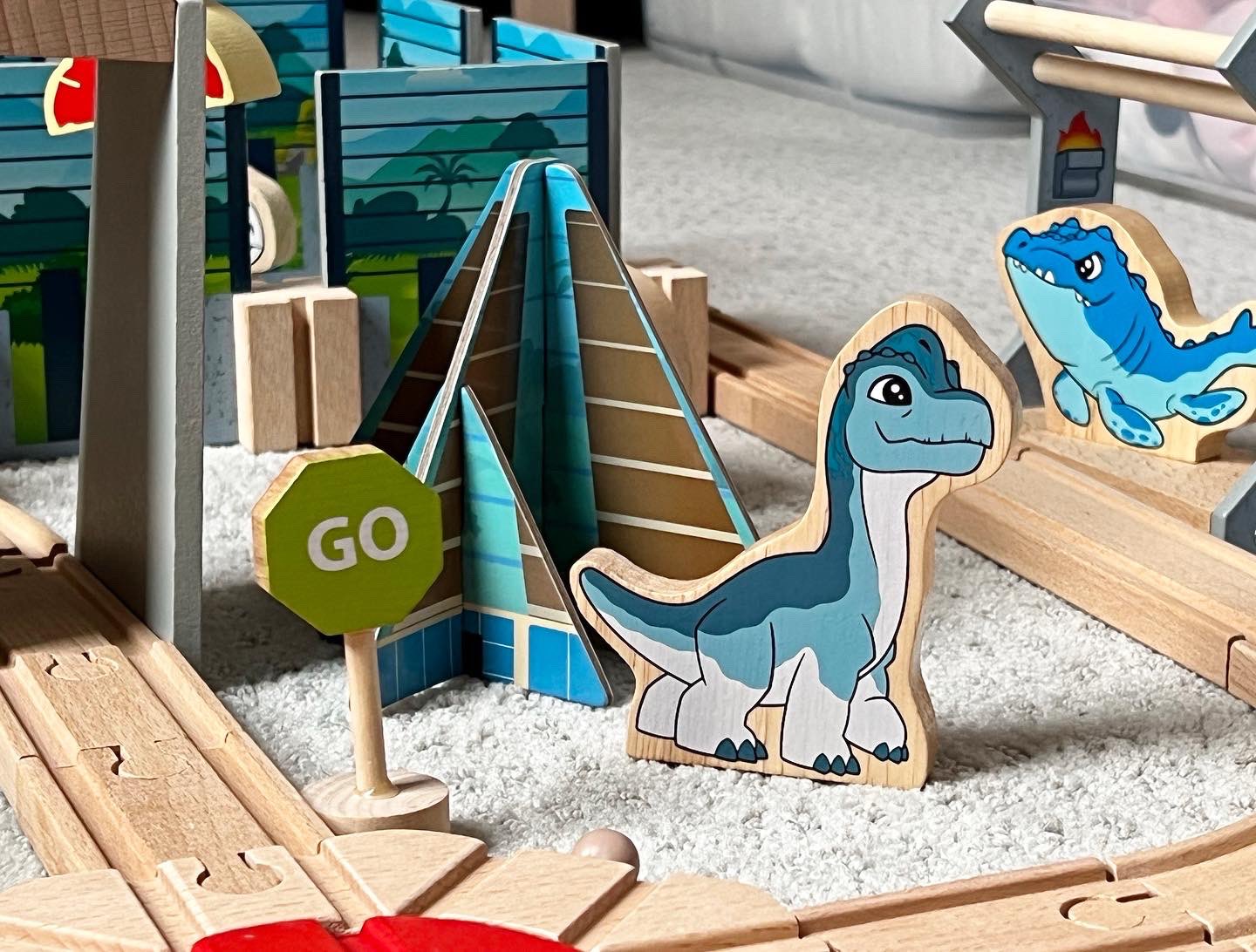 Asda wooden dinosaur train set sale