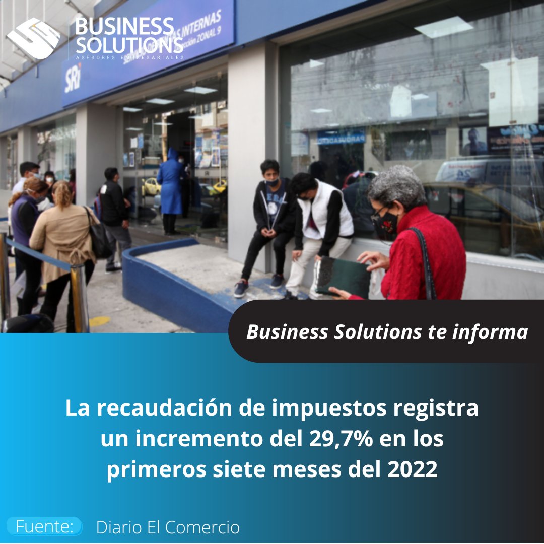 BS_Solutions's tweet photo. El Servicio de Rentas Internas (SRI) recaudó USD 10.490 millones entre enero y julio de este 2022. La cifra representa un incremento de USD 2.400 millones y un crecimiento del 29,7%, frente a igual período de 2021.
Para más información: https://t.co/hOJU87TByE https://t.co/4KdNErHj5k