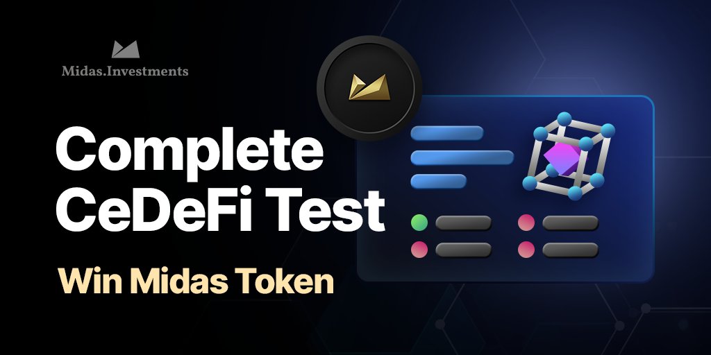 Midas_platform's tweet photo. Test your knowledge of the Midas #CeDeFi investment strategies, and win 5 $MIDAS tokens🔥

1. Complete the quiz correctly
2. Share it on Twitter and tag us
3. Add #CeDeFi #DeFi #passiveincome hashtags

🎁Results: August, 30

Link to the CeDeFi Test👉https://t.co/sXvx6MA8rb https://t.co/61mbqCtvCX