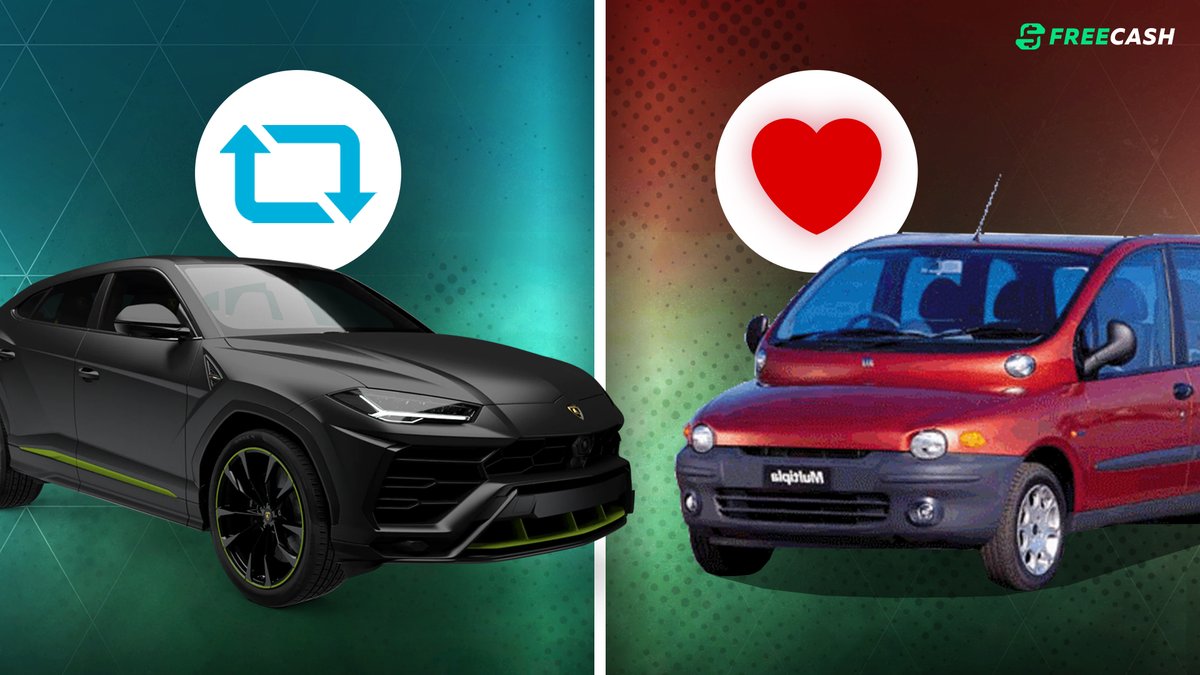 freecashcom's tweet photo. SO HARD TO MAKE A DECISION 🌚

🔄 RT for Lamborghini Urus
❤️ Like for Fiat Multipla https://t.co/FpiK6jF9Rb
