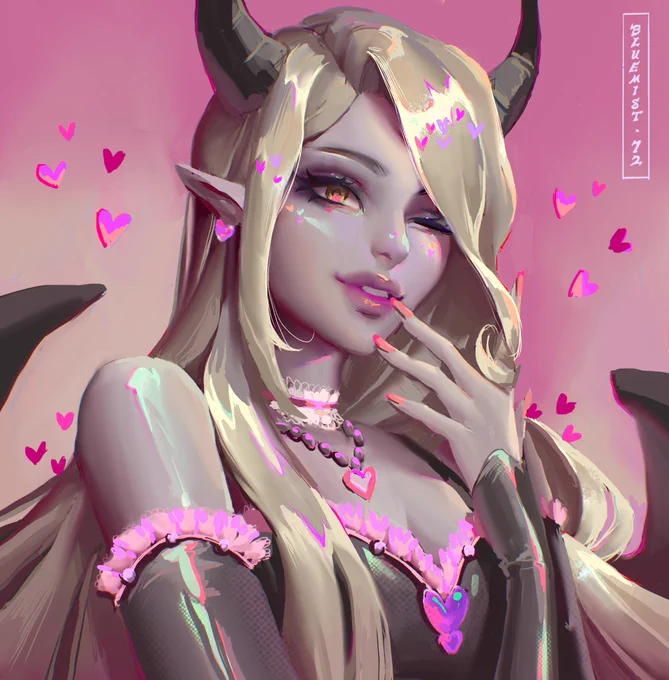 cute commission for   I am living my best life painting all the shades of pretty pink!! 