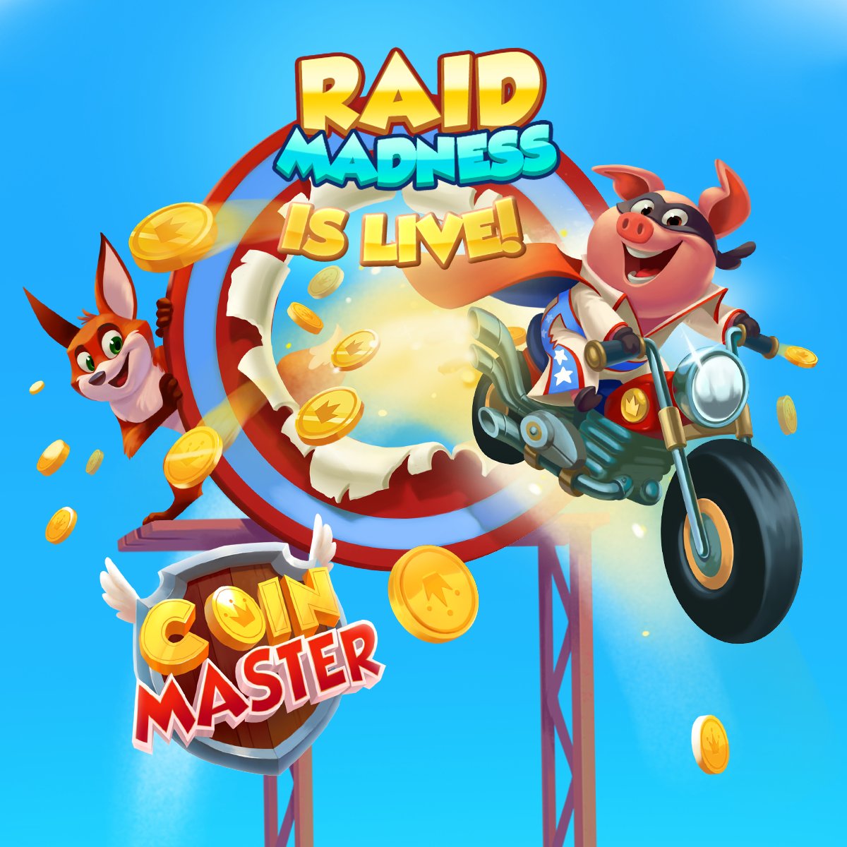 CoinMasterGame's tweet image. 𝙕𝙤𝙤𝙢 𝙕𝙊𝙊𝙈 𝙤𝙣 𝙞𝙣! Raid Madness is on and Foxy is ready to rumble! 🦊 Retweet if you’re raiding and you could win 1,000 SPINS! ⭐

Ride on in and play! 👉 Coin-Master.me/TW-PLAY-NOW