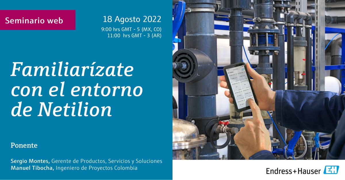 Endress_MX's tweet photo. 📢 Seminario Web Familiarízate con el entorno de Netilion

➡️ Regístrese https://t.co/rBd9F5sbnk
📅 Fecha: jueves 18 de Agosto
🕙 Hora: 9:00 a.m - 10:00 a.m GMT - 5 COT

#IIoT #internetdelascosas #aplicacionesweb #nube #protocolos #digitales #netilion https://t.co/hUGg6c68Av