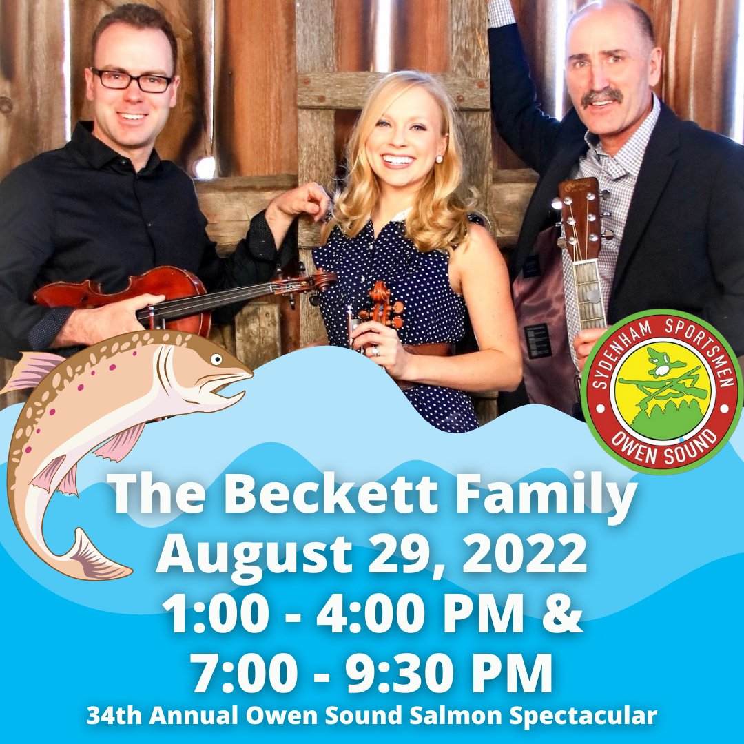#Christmas with <a href="/beckett_family/">The Beckett Family Music</a>  August 29, 1-4PM and 7-9:30PM. More Details - sydenhamsportsmen.com/derby-news-res…
#sydenhamsportsmen #salmonfishing #greybruce #ontariofishing #ontariofestival #owensound #greybrucecounty #ontario #angler #georgianbay #lakehuron #owensoundsalmonspectacular