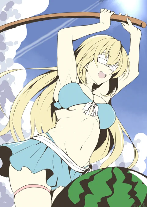 お題よりスイカ割りをする愛宕さん#愛宕 #艦これ 