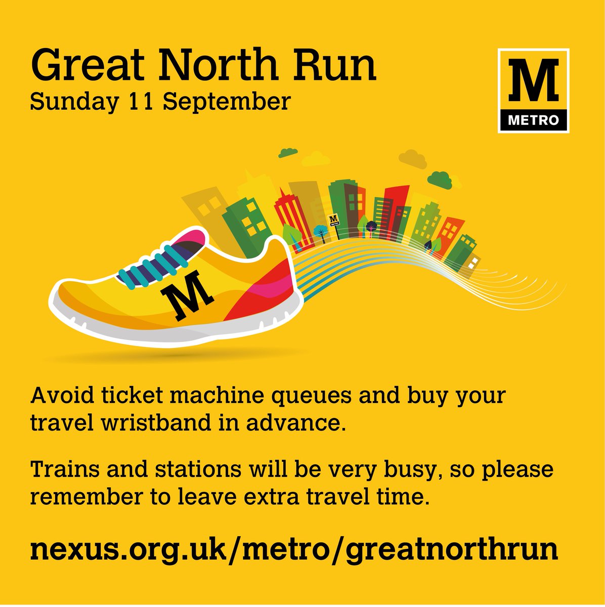 My_Metro's tweet photo. Great North Run Day Rover tickets are available from any Metro station ticket machines to travel on Metro, the Shields Ferry and local buses. You can buy them in advance with no need to carry money or bank cards with you on the day. https://t.co/UBMkarrriz https://t.co/qep77hrTr8