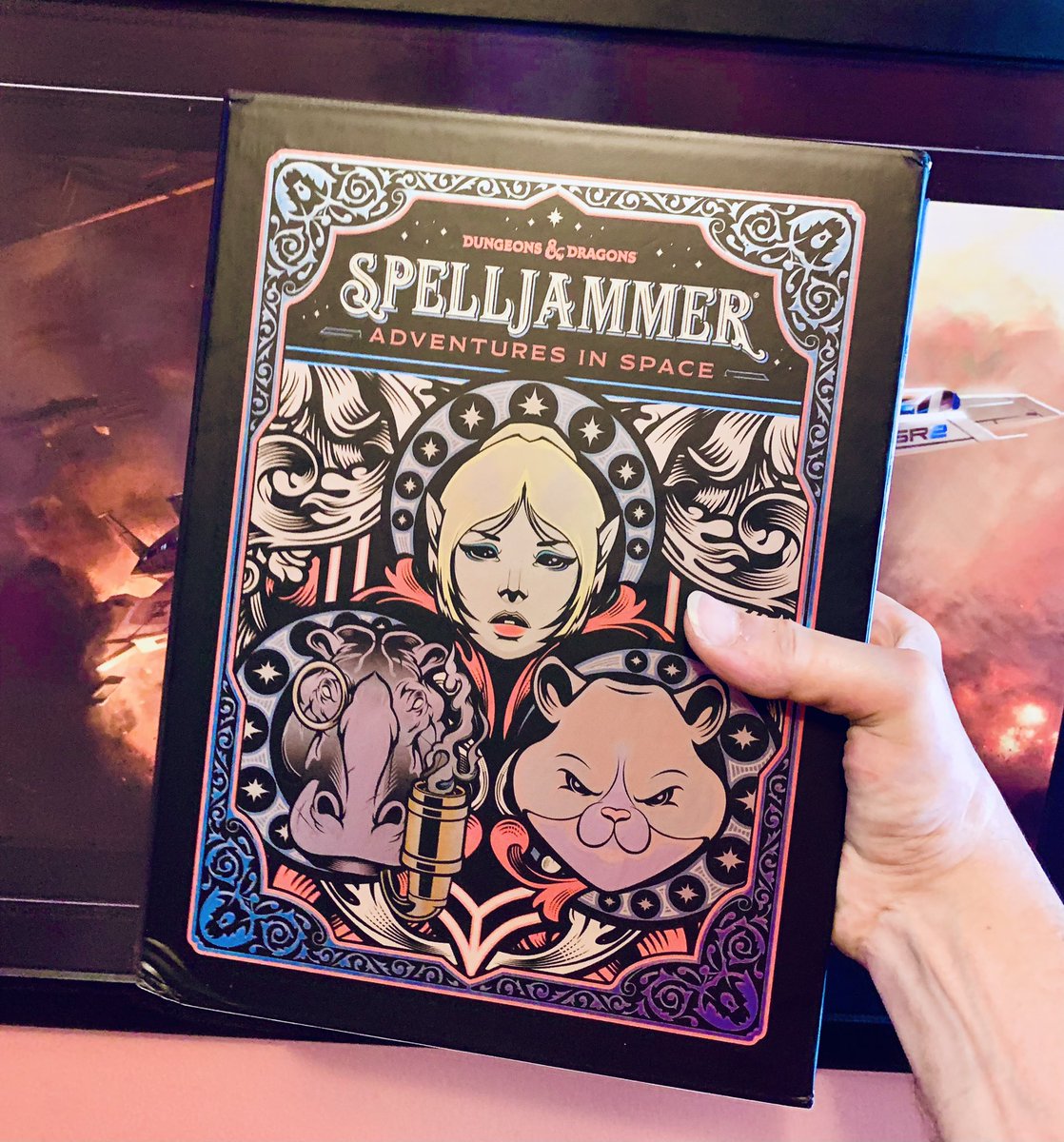 Mark_Meer's tweet photo. As someone who knows a thing or two about adventures in space (and about space hamsters), I was most pleased to receive the new deluxe SPELLJAMMER rule books from the good folks at @Wizards_DnD!
#DnD #Spelljammer #DungeonsAndDragons #rpg #ttrpg #GoForTheEyesBoo #SpaceHamster https://t.co/ASTxenqNi6