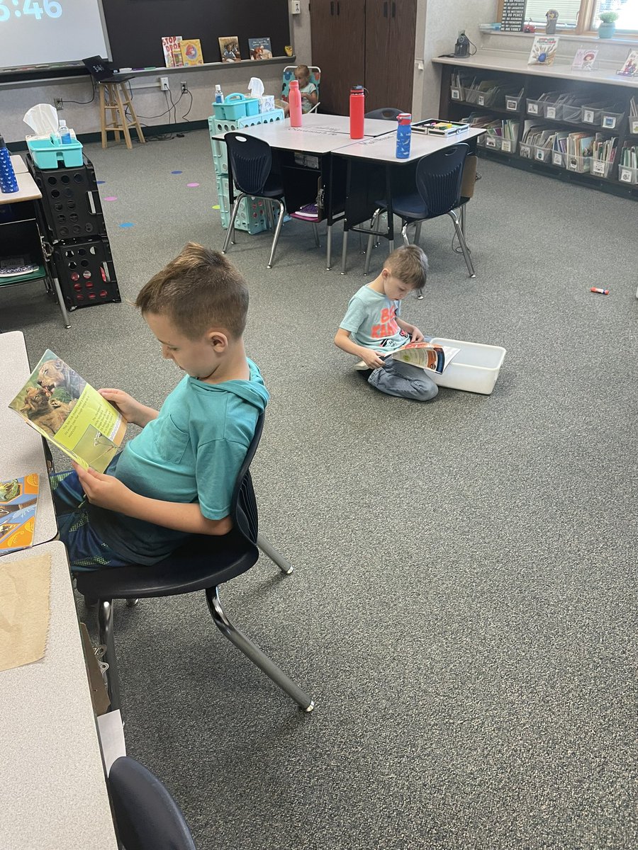 It’s one of our favorite times of day! Readers found books they are interested in and are being readers! We love getting cozy during this time.