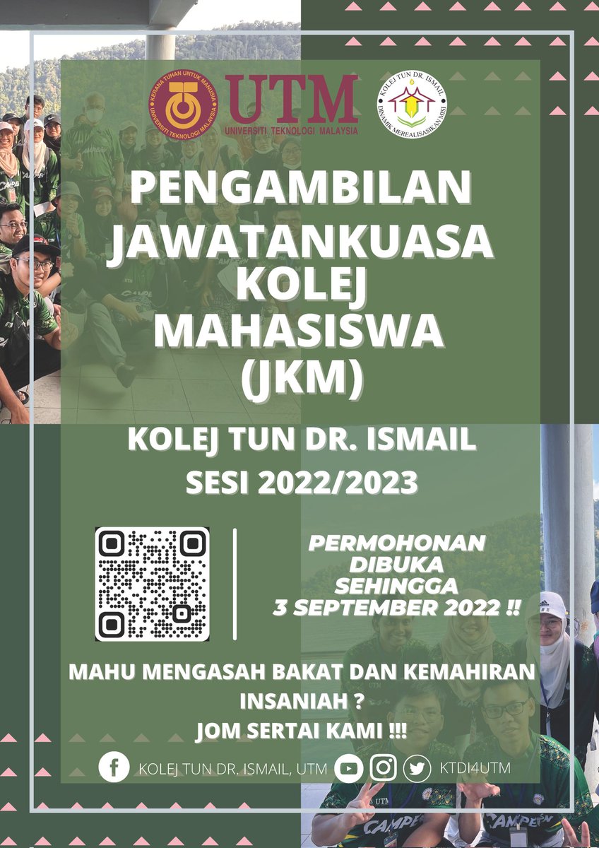 ktdi4utm's tweet photo. ✨ *_PERMOHONAN JAWATANKUASA KOLEJ MAHASISWA KOLEJ TUN DR. ISMAIL KINI DIBUKA_* ✨

➡️ Kreatif dan berdaya saing? 
➡️ Bersemangat dan proaktif?
➡️ Komited dalam menjalankan tugas?

‼️ *YA, ANDA YANG KAMI CARI* ‼️ https://t.co/UsCJem6Ffp