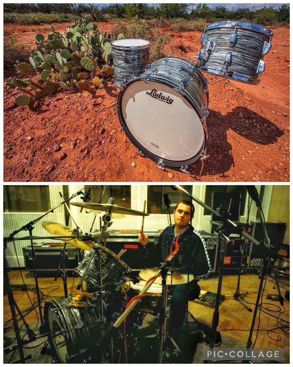 Oasis Be Here Now 25th anniversary week! From the collection, Alan White's Ludwig 1965 Blue Oyster Pearl kit used at Abby Road studios to record their 3rd studio album. #oasismusic #oasisbeherenow #noelgallagher #liamgallagher