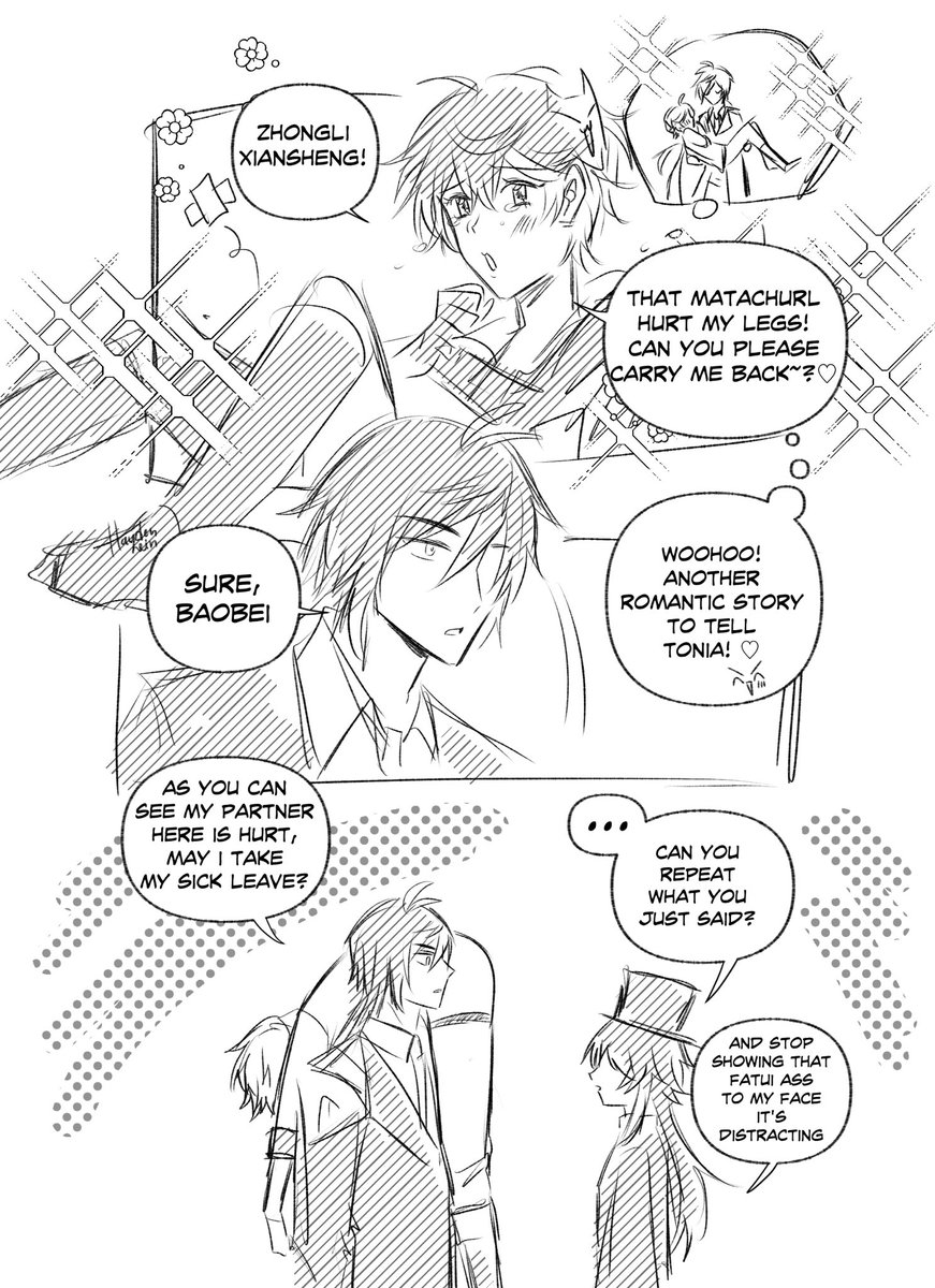 #zhongchi rkgk

childe try his best to create their romantic scene but zhongli is just too dense😂 