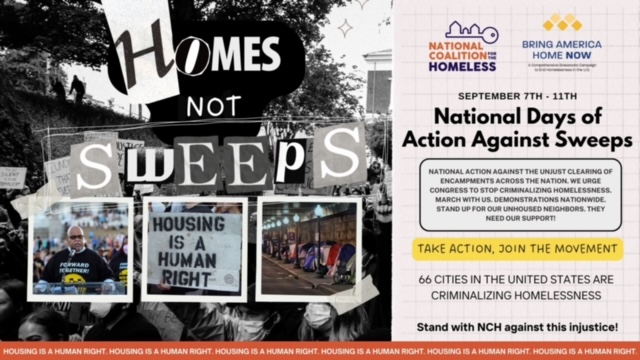nchcivilrights's tweet photo. Miami is doing a protest in September over sweeps. Is it time for your city to call attention to the horrible policy of making it illegal to be without housing? Join @NationalHomeles as we ask for a stop to criminalization efforts and #HomesNotSweeps days of action. https://t.co/djRRX8SMHA