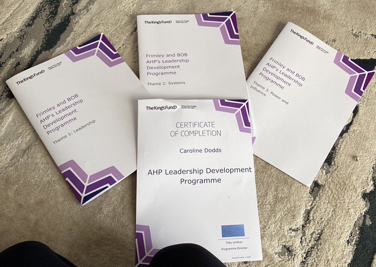 Exciting package through the front door today. Thank you to The Kings Fund and for Frimley and BOB AHP network. Great learning over a n extended period of time and networking. @ciaratilley1 @WilFirth @FrimleyICSAHPs @CharlottePayneP @tobylindsay