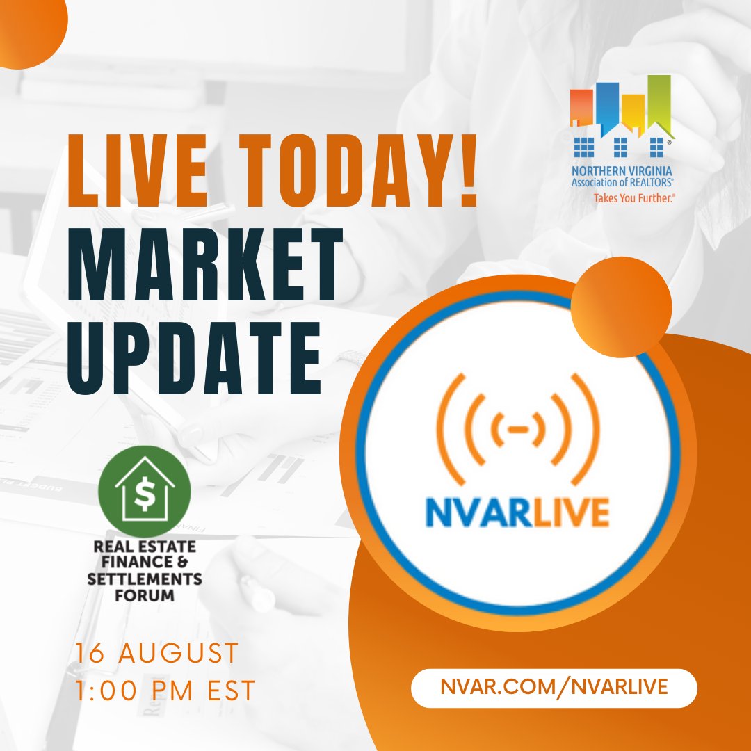 Interested in learning more about the current market? Join us for a live look-in of the Real Estate Finance and Settlements Forum committee meeting as they provide a market update at 1 PM today! More information can be found at NVAR.com/NVARLive