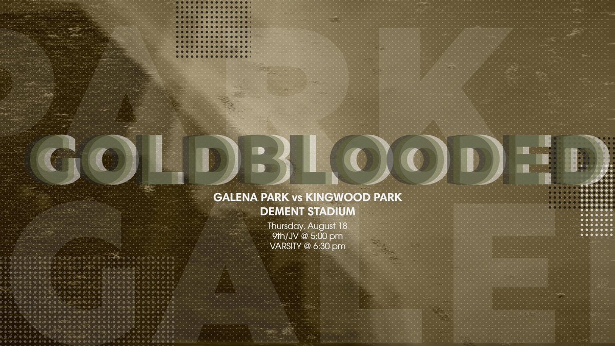 GPHS_Athletics's tweet photo. Your Fighting Yellowjackets will play against Kingwood Park this Thursday, Aug 18th @ Dement Stadium! 9th/JV will begin at 5pm. Varsity will begin at 630pm. #THEGoldBlooded #PoweroftheHive #FAMILY @GPHS_GPISD @WAMS_GPISD @GPMS_GPISD @GalenaParkISD https://t.co/gjHfTQmMcT