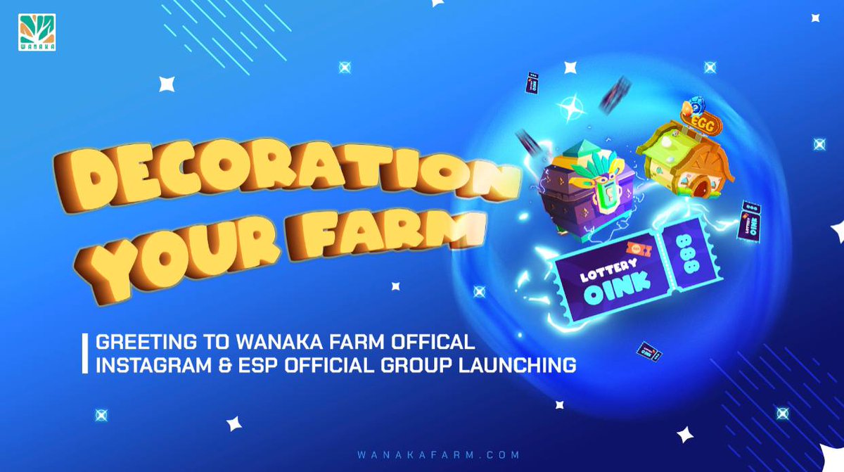 Wanaka_Farm's tweet image. #Contest: Decorate your farm make an screenshoot post on your #INSTAGRAM with a short introduction to #WanakaFarm
Tag 3 friends; hashtag #WANAKAFARM cashtags $WANA$WAI
 Prizes for the winners
🥇01 landbox basic 
🥈01 incubator
🥉70 Lottery tickets
Details: bit.ly/3zWsVMx