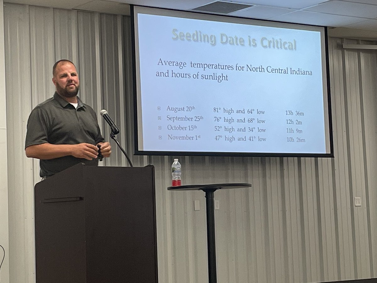 CCSI_IN's tweet photo. Always like this slide from @bigdogmills 

You HAVE to consider BOTH daylight and temp in #covercrop establishment, especially N of Indy. https://t.co/fbp2pgr51B