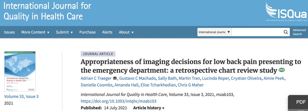 hvpaa's tweet photo. "...underuse through failure to request lumbar imaging when indicated or referral for uninformative imaging modality...more important targets for QI than solely focusing on overuse." #appropriateuse @JennyKHoang @yoshimianzai
https://t.co/Yh2kHgdD5q https://t.co/MaC7d2IYMU