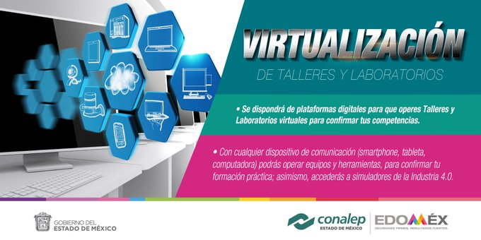 ConalepBQA's tweet photo. Por medio de la  Virtualización de Talleres y Laboratorios podrás operar plataformas digitales desde cualquier dispositivo, confirmando tu formación práctica. Para mayor información consulta:  https://t.co/ym9NQk930V
@israeljeronimol
@MarlonM202
@Conalep_Edomex https://t.co/vMRAZmMuTP