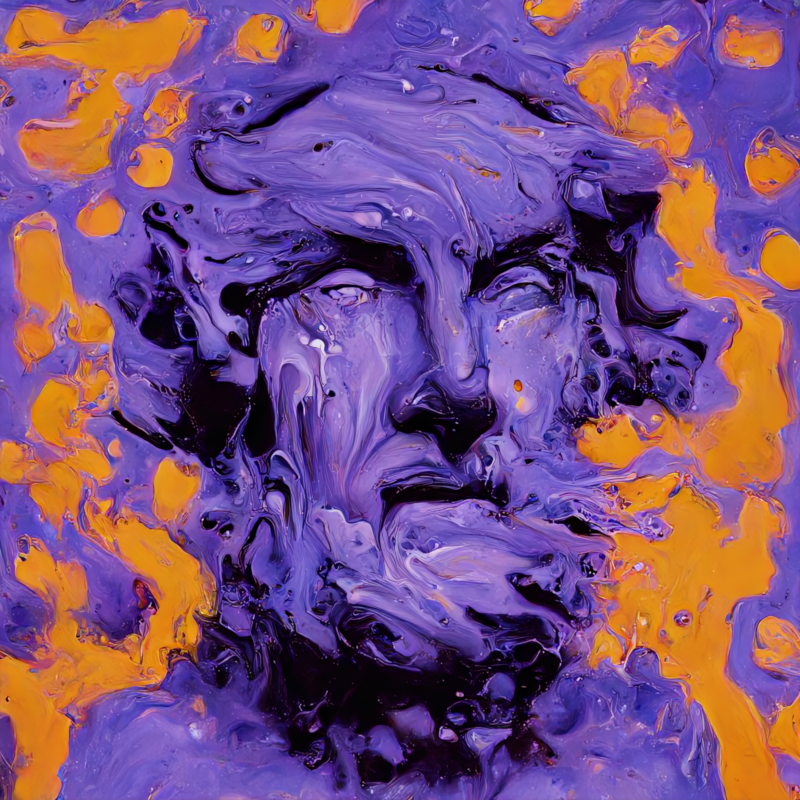OakOrobic's tweet photo. Ancient poet - 4 variations of #paintpourdiffusion on a marble head of Homer at the British Museum #paintpour #discodiffusion #AIart https://t.co/j6cM5q3O9e