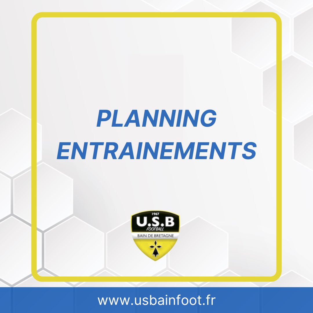 usbainfoot's tweet photo. [ENTRAINEMENTS] 💪

A partir du lundi 22 août 2022, voici le programme concernant les entraînements 👊

Vous trouverez le planning ci-dessous avec la catégorie et l’horaire des entraînements. 

Les séances auront toutes lieu sur le terrain synthétique ! 

#allezusb 🟡⚫️💪 https://t.co/KC3UPHoKOm