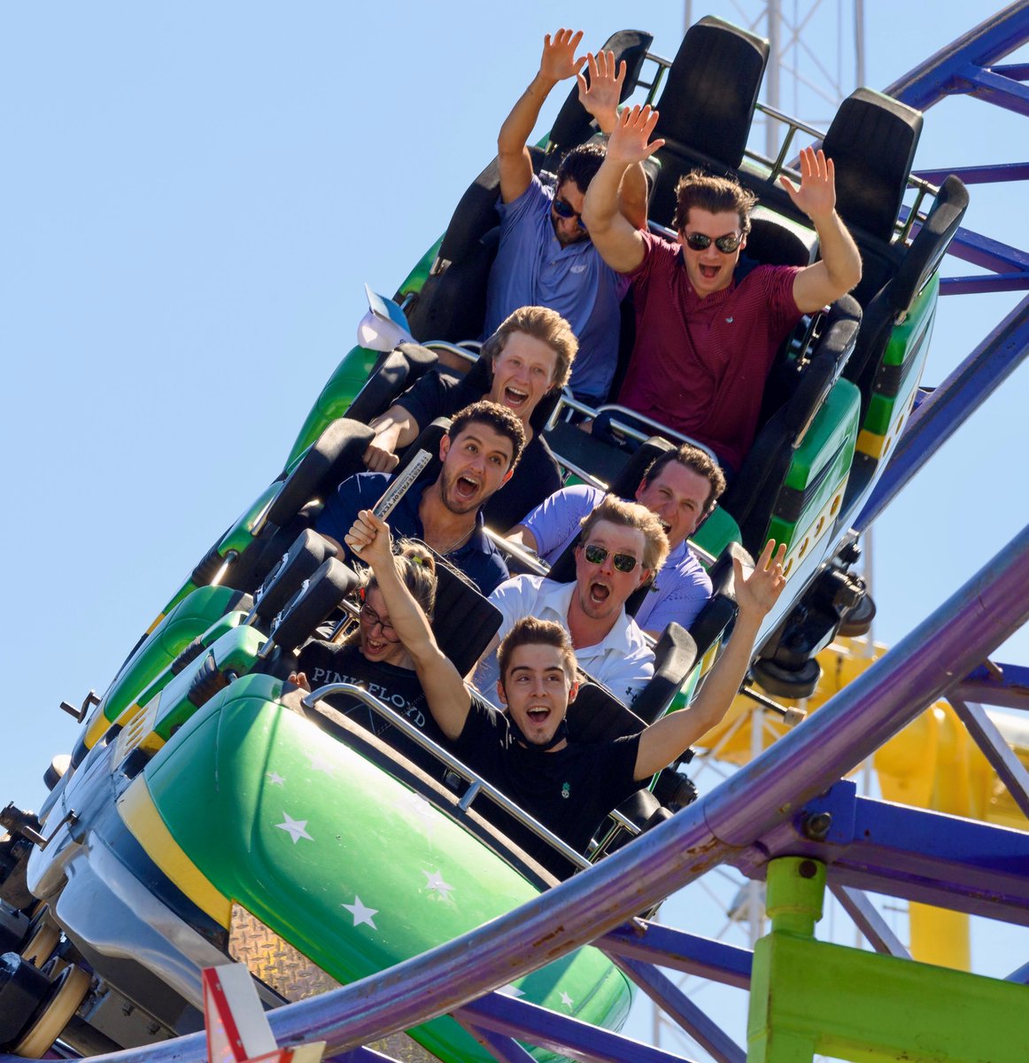 StateFairOfTX's tweet photo. Hands goin' up on a Tuesday...which is also #NationalRollerCoasterDay! 🎢🙌 What ride you going for first this year? https://t.co/jVOAFAU9Qk