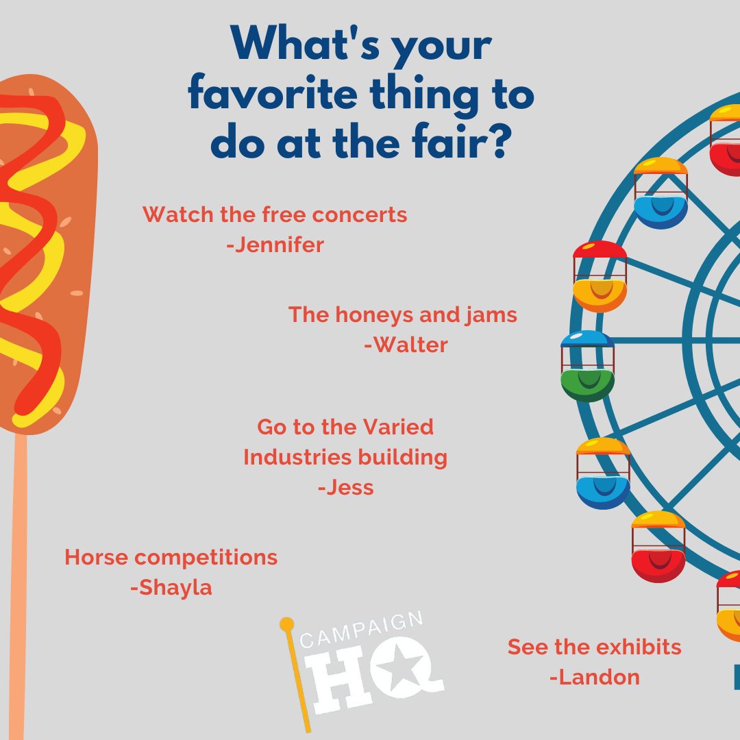 The iconic #IowaStateFair kicked off last week and the CampaignHQ wanted to share their favorites about the Fair. What's your fav thing to do? Comment below ⤵️ #ISFFindYourFun